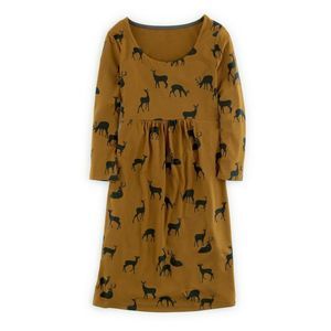 Boden Mustard Yellow Deer Print Dress Size 16